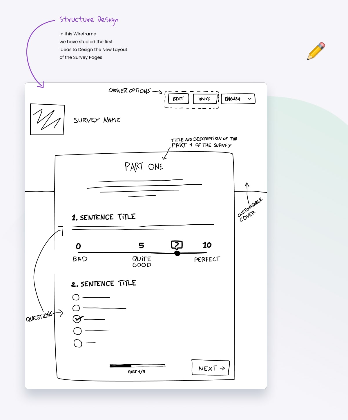 Survey Page Structure Wireframe