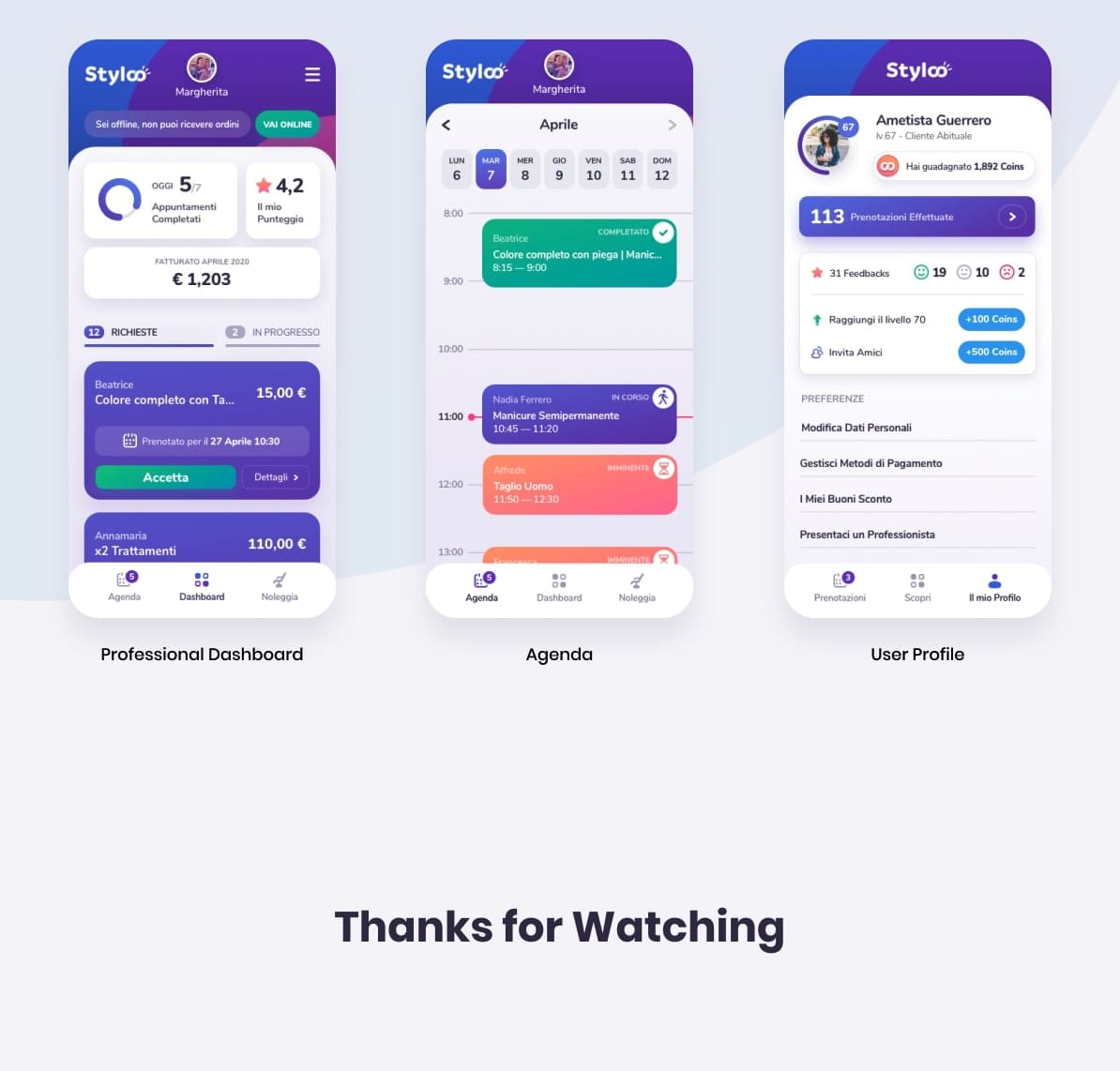 Professional Dashboard Screens
