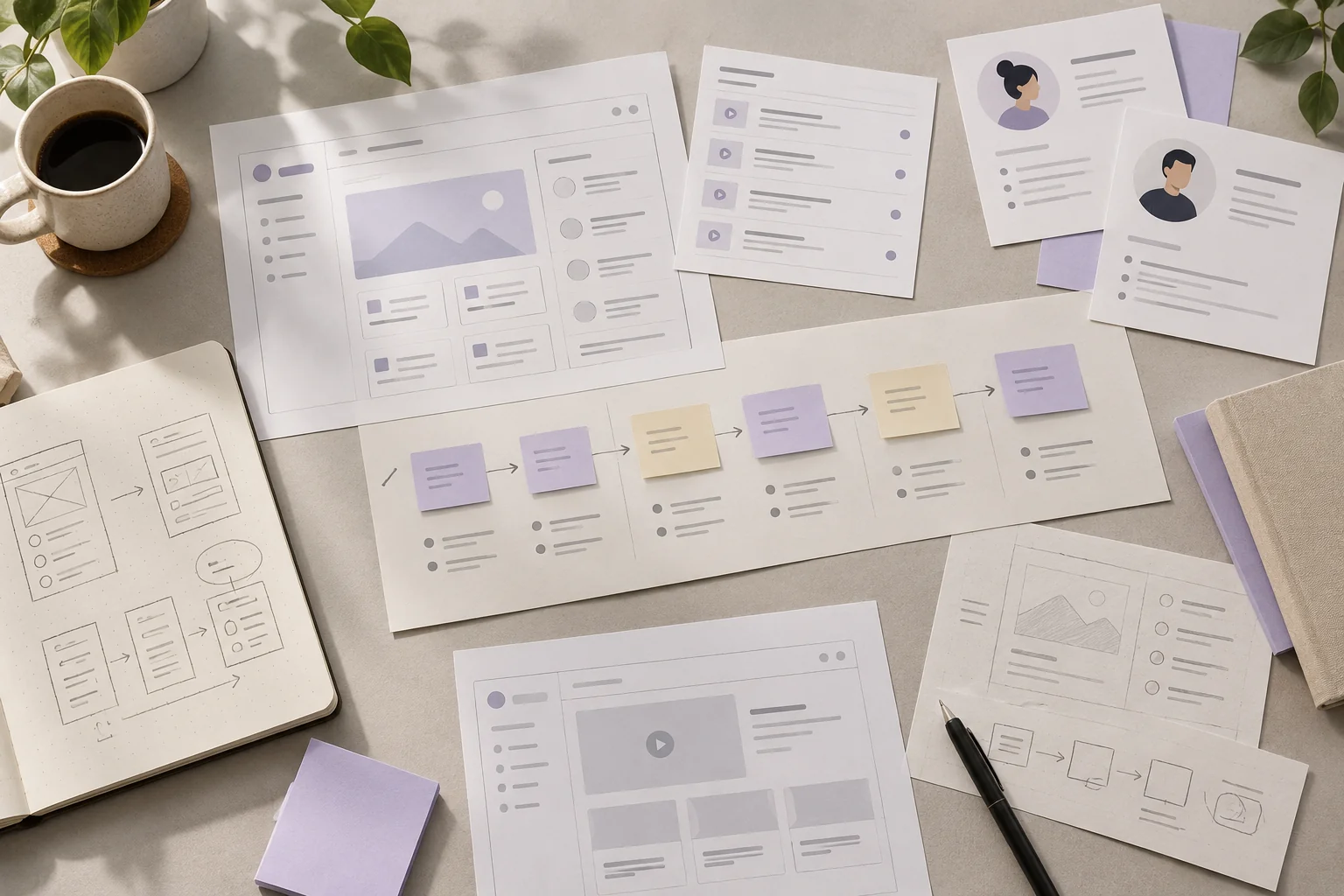 AI-created editorial illustration of a prototyping workspace; not a photograph of an actual research session.